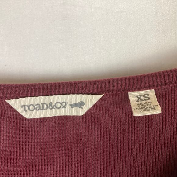 Toad & Co Linfield Henley Top Womens Burgundy XS Tunic Ribbed Lounge Cozy Basics - Picture 3 of 6